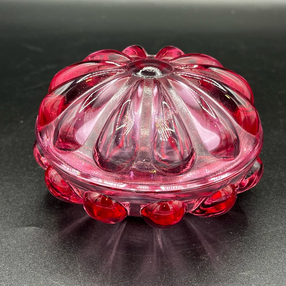 Vintage Fenton Dusty Rose Glass Teardrop Trinket Box
